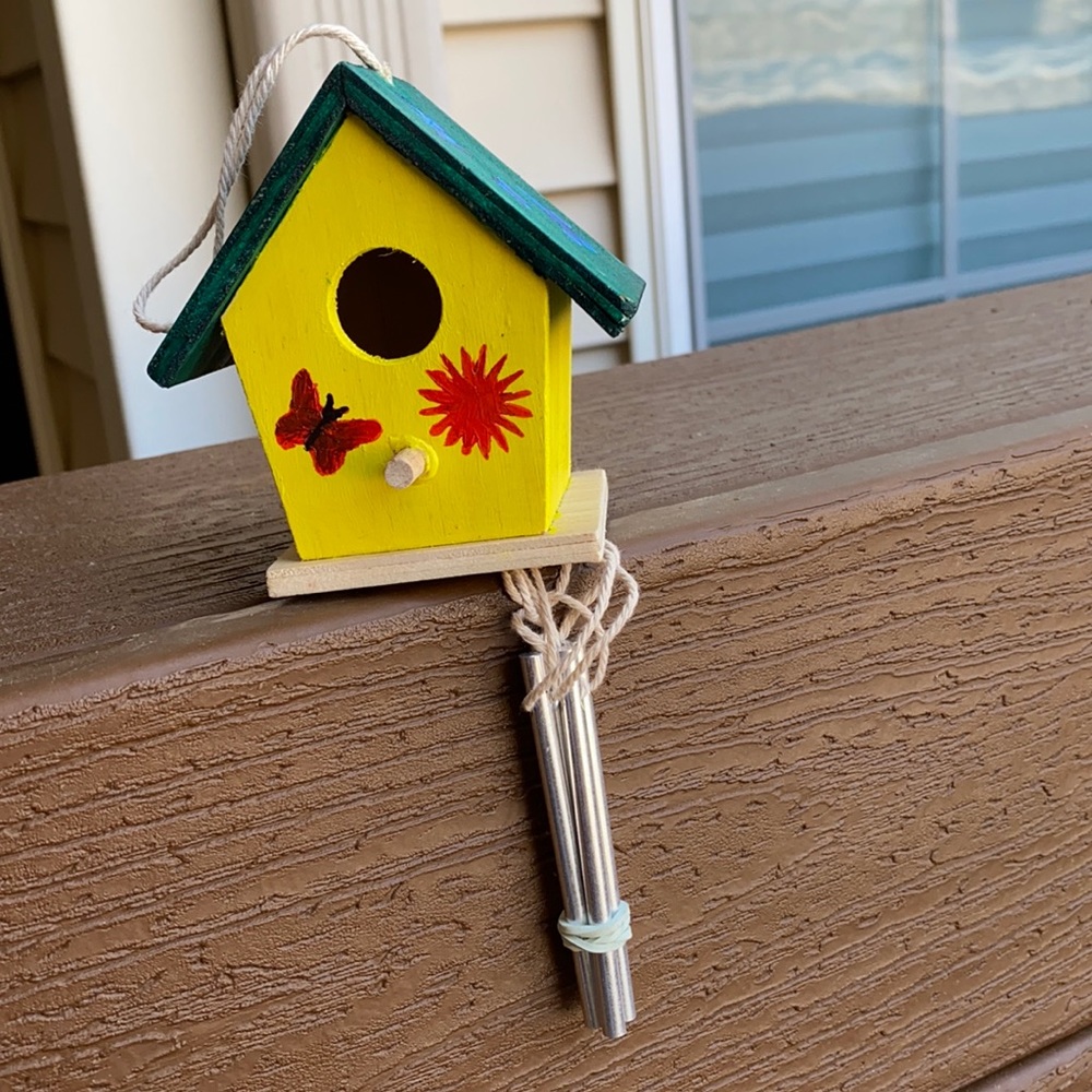 Hand painted birdhouse wind chime